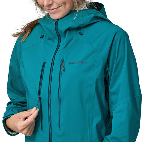 Patagonia Women's Stormstride Jacket Belay Blue chest pockets