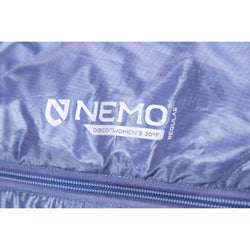 Nemo Equipment Women's Disco 30-Degree Endless Promise Down Sleeping Bag in Blue Granite screen print