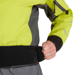 NRS Women's Orion Paddling Jacket in Lime model waist closure