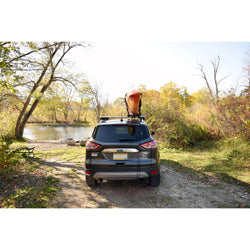 Malone FoldAway-J Kayak Carrier with kayak loaded back