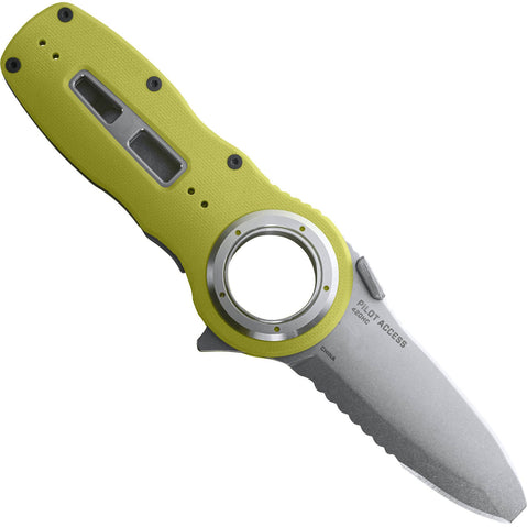 NRS Pilot Access Folding Knife in Safety Yellow right