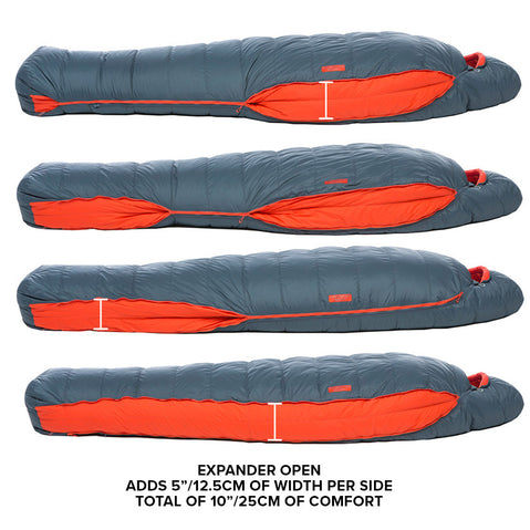 Big Agnes Torchlight 20 Degree Down Sleeping Bag in Slate/Orange side zipper