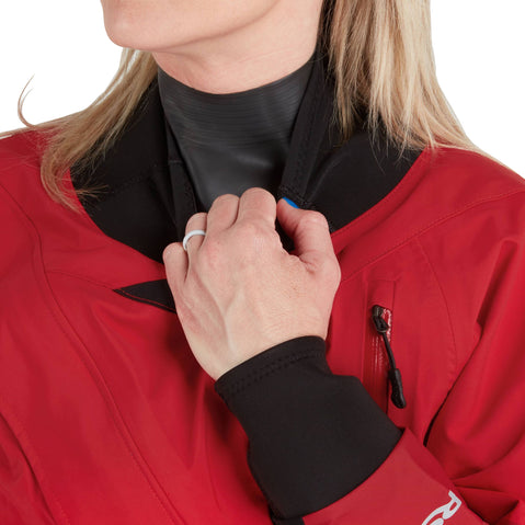 NRS Women's Crux Dry Suit in Red neck gasket