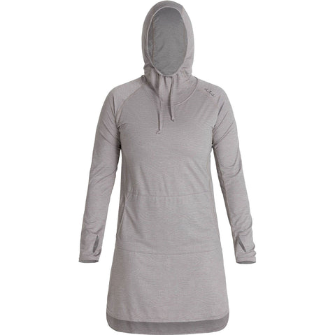 NRS Women's Silkweight Hoodie Dress in Sharkskin front