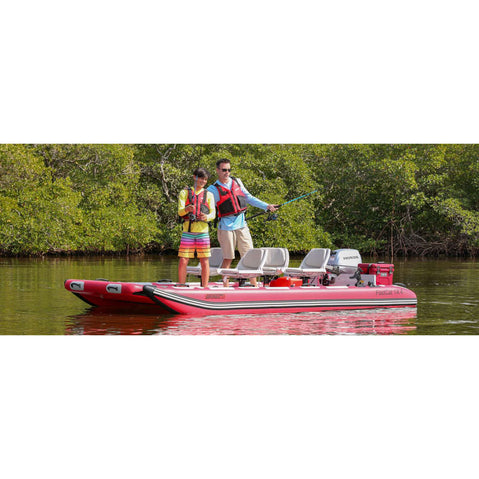 Sea Eagle FastCat14 Cataraft Swivel Seat Canopy Package lifestyle