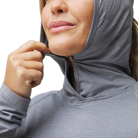 NRS Women's Silkweight Hoodie hood closure