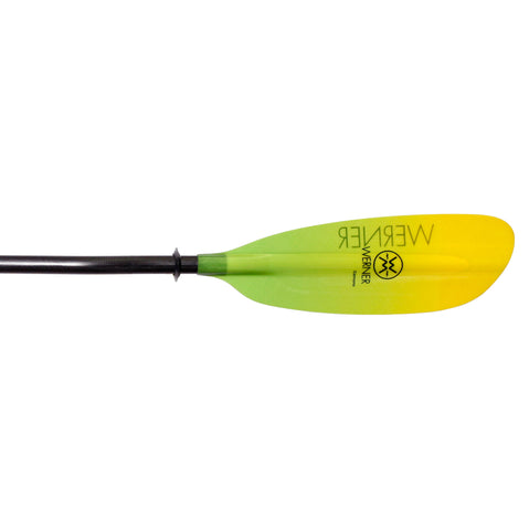 Werner Camano Fiberglass Straight Shaft Kayak Paddle in Gradient Citrus blade