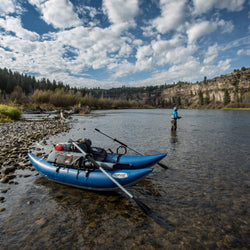 Outcast Fish Cat 9-IR Pontoon Boat in Blue lifestyle