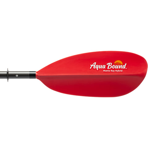 Aqua Bound Manta Ray Hybrid Posi-Lok 4-Piece Kayak Paddle in Sunset Red right face blade