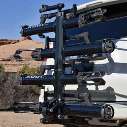 Kuat NV 2.0 & NV 2.0 Add-On Hitch Bike Rack Package in Gray Metallic attach with car