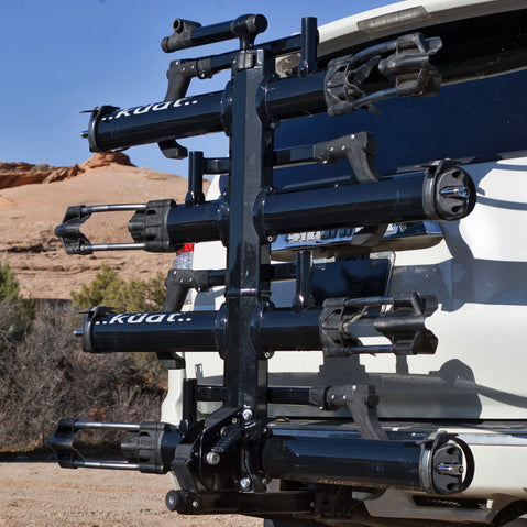 Kuat NV 2.0 & NV 2.0 Add-On Hitch Bike Rack Package in Gray Metallic attach with car