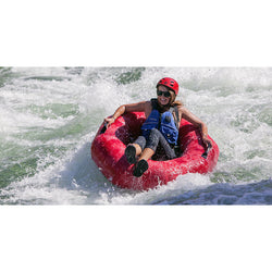 AIRE Rocktabomb Inflatable River Tube in Red lifestyle