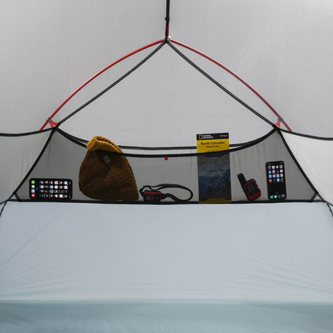 MSR Hubba Hubba LT 2 Person Backpacking Tent side gear loft