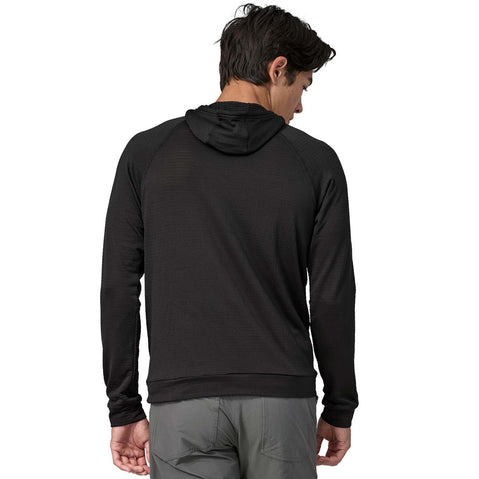 Patagonia Men's Capilene Thermal Weight Hoody in Black model facing away