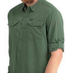 NRS Men's Guide Long Sleeve Shirt Juniper rolled up sleeve