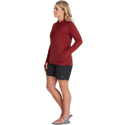 NRS Women's Silkweight Vesi Hoodie in Vino model front