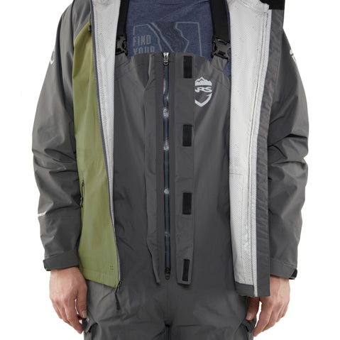 NRS Champion Bibs in Dark Shadow model zipper