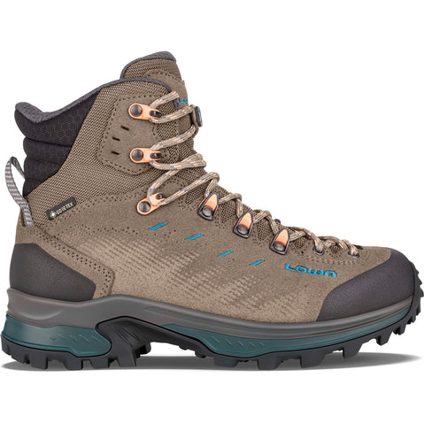 Lowa Women's Randir GTX Mid Backpacking Boots in Stone/Petrol side view