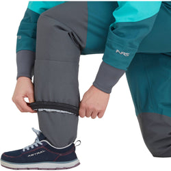 NRS Women's Phenom GORE-TEX Pro Dry Suit in Aqua model ankle cuff
