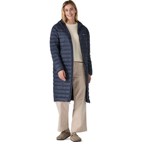 Patagonia Women's Recycled Down Sweater Parka in Pitch Blue model full