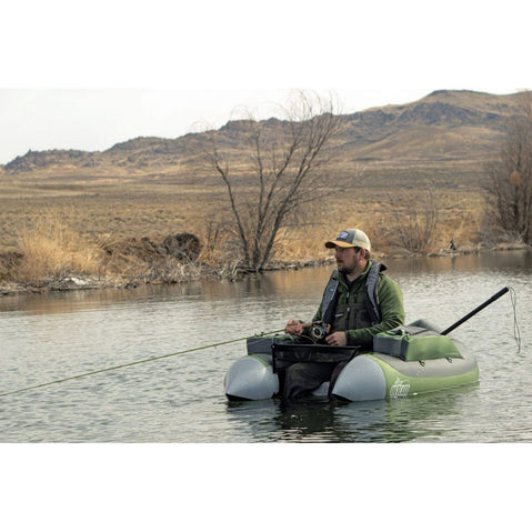 Outcast Super Fat Cat Float Tube in Orange/Sage lifestyle