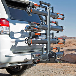 Kuat NV 2.0 & NV 2.0 Add-On Hitch Bike Rack Package in Gray Metallic attach with car