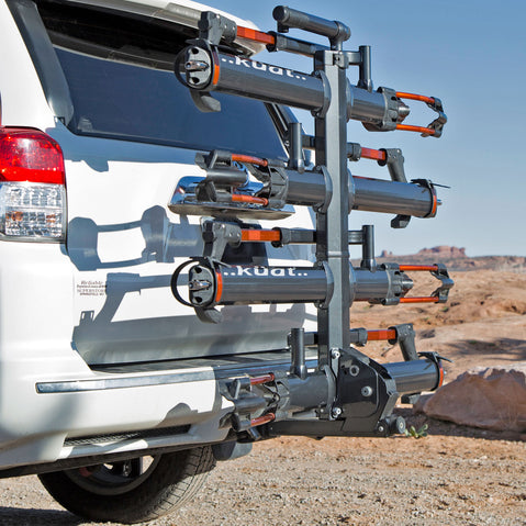 Kuat NV 2.0 & NV 2.0 Add-On Hitch Bike Rack Package in Gray Metallic attach with car