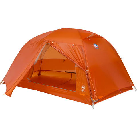 Big Agnes Copper Spur UL 2 Person Backpacking Tent in Tangelo with fly open