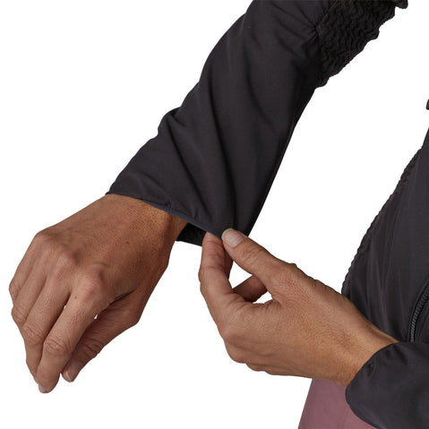 Patagonia Women's Nano-Air Light Hybrid Hoody in Black model cuff