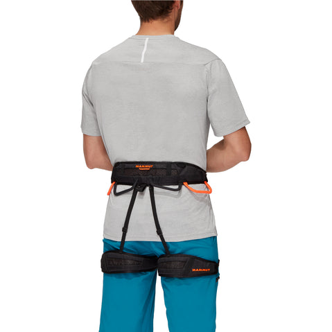 Mammut Ophir 4 Slide Rock Climbing Harness in Black/Safety Orange model back