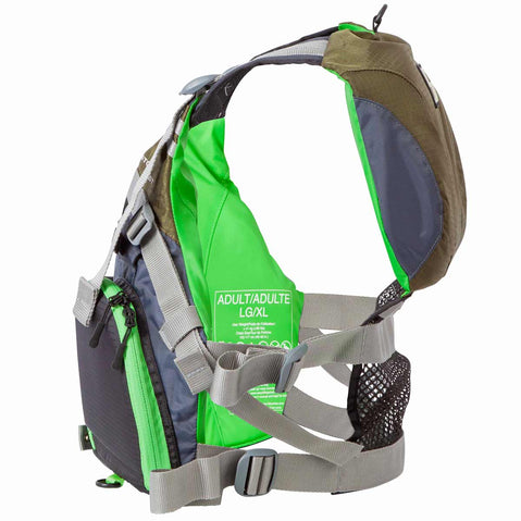 Stohlquist Fisherman Lifejacket (PFD) green side view