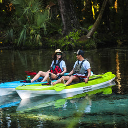 Aqua-Bound Manta Ray Fiberglass 4-Piece Kayak Paddle in Electric Green lifestyle