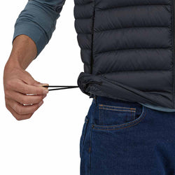 Patagonia Men's Down Sweater Vest in Black model strap