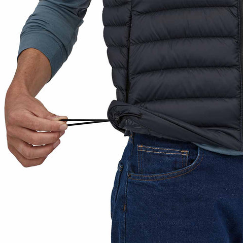 Patagonia Men's Down Sweater Vest in Black model strap