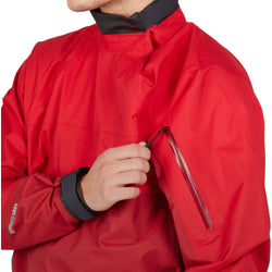 NRS Men's Helium Paddling Jacket in Red model zipper