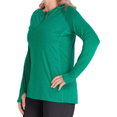 NRS Women's Silkweight Kosi Shirt in Jade model front detail