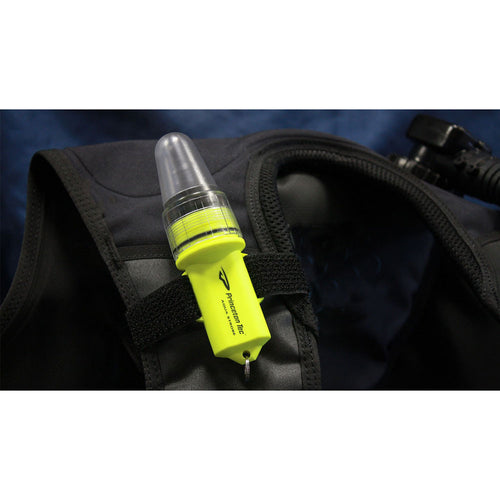 Princeton Tec Aqua Strobe LED Beacon in Neon Yellow angle
