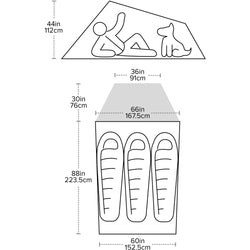 Big Agnes C Bar 3-Person Camping Tent in Vetiver diagram