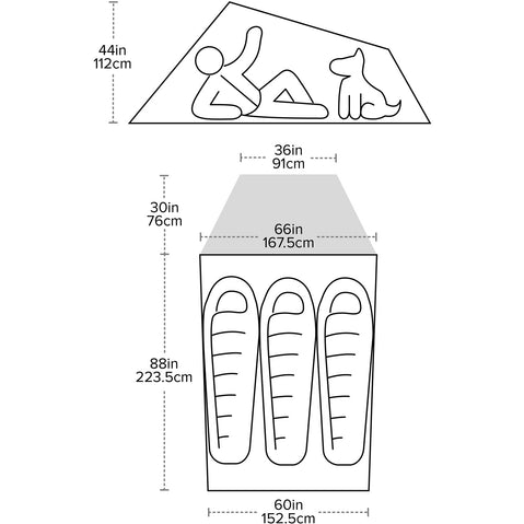 Big Agnes C Bar 3-Person Camping Tent in Vetiver diagram