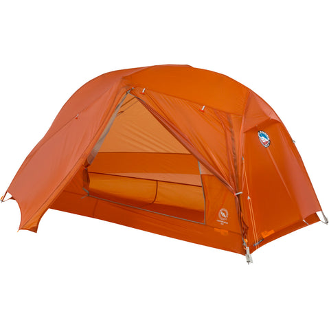 Big Agnes Copper Spur UL 1 Person Backpacking Tent in Tangelo with fly open