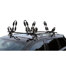 Malone VersaRail Universal Crossbars with 2 J-Carriers installed on a car angleview