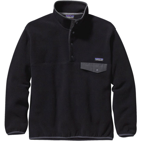 Patagonia Men's Synchilla Snap-T Pullover Top in Black/Forge Grey front