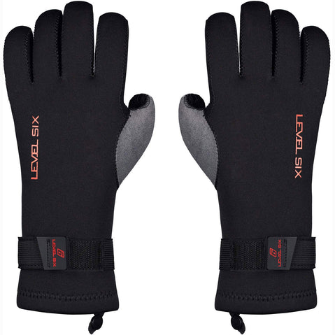 Level Six Electron 3 mm Neoprene Paddling Gloves in Black pair
