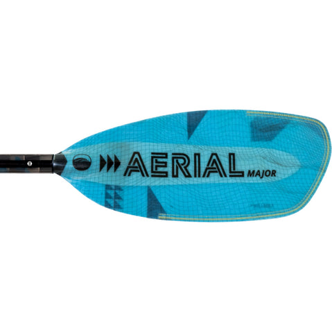 Aqua-Bound Aerial Major Fiberglass Versa-Lok Straight Shaft 4-Piece Kayak Paddle in Blue right blade frontside