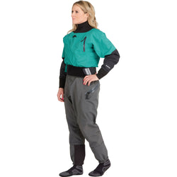 NRS Women's Crux Dry Suit in Jade model left