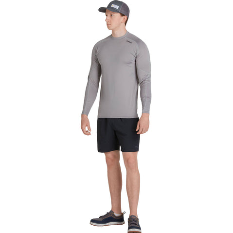 NRS Men's Rashguard Long Sleeve Shirt in Titanium model front