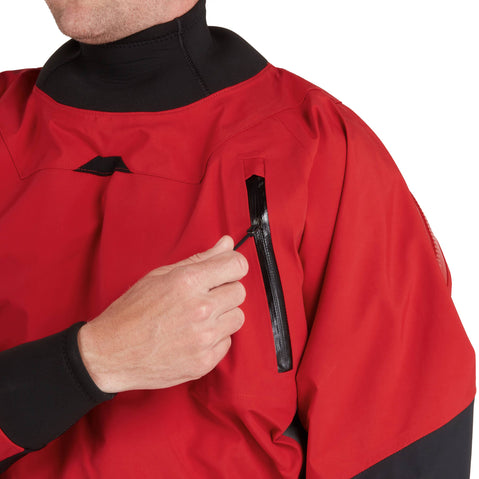 NRS Men's Pivot Drysuit in Red chest pocket