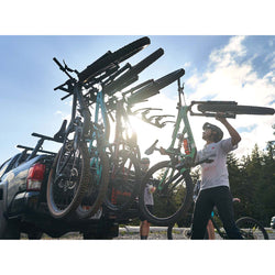 Yakima HangTight 6 Bike Vertical Hitch Rack with bikes loaded back