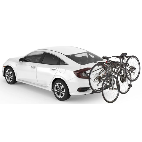 Yakima HangOut 3 Bike Trunk Rack with bikes loaded