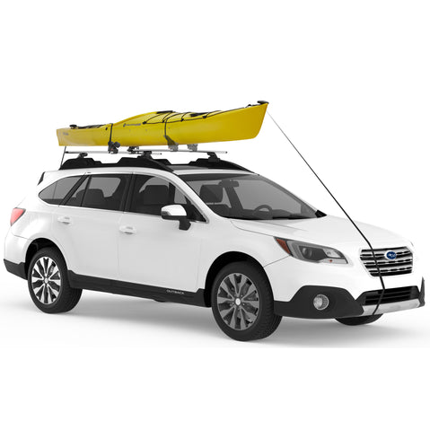 Yakima HandRoll Kayak Roof Rack installed with kayak